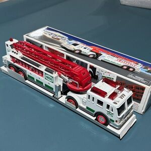 HESS White & Red Fire Truck Toy - Die-Cast Ladder Rescue Vehicle